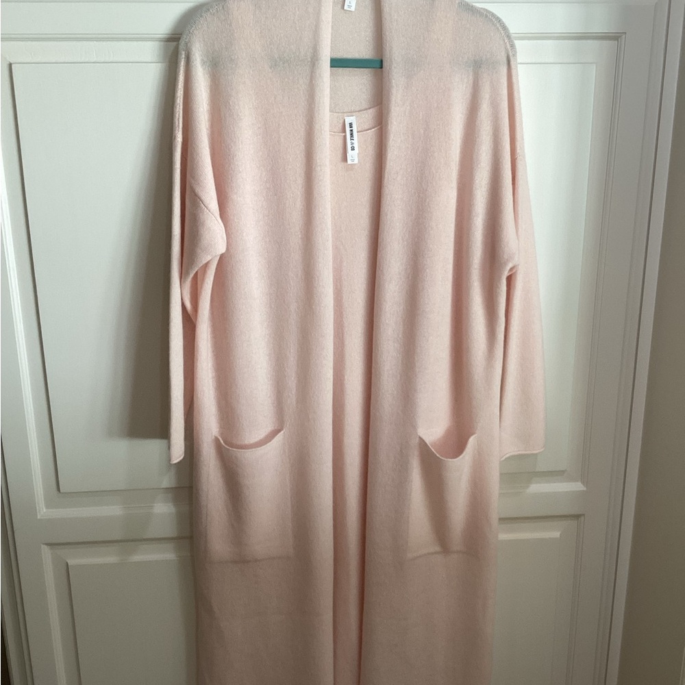 VAN WINKLE & COMPANY lightweight luxury cashmere set, light pink, size L